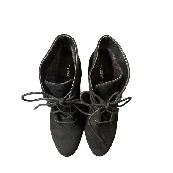 Madden Girl Womens Boots Size 8.5 Black Lace Up Textile Ankle Boots Block Heel - Picture 2 of 4